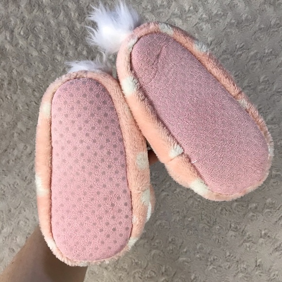 Cat & Jack Deer Slipper Boots Pink White Polka Dot - Picture 3 of 6